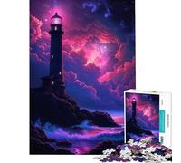 Jigsaw Puzzles for Adults 1000 Pieces Lighthouse Under Starry Sky Jigsaw 1000 Piece Toy Wall Decor Birthday Present Deal As Gifts for The Whole Family (38x26cm)
