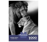 Jigsaw Puzzles for Adults 1000 Pieces Lion And Lioness in Black And White Jigsaw Puzzle Relaxing Games Difficult Hard Challenging To Complete 52x38cm/1000pcs