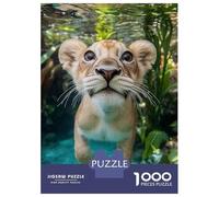 Jigsaw Puzzles for Adults 1000 Pieces Lion Cub Swimming Underwater Close-up Jigsaw for Adults Relax Games Hand Speed Race Challenging Game Gifts 52x38cm/1000pcs