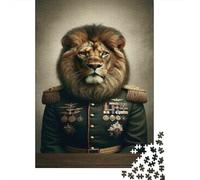 Jigsaw Puzzles for Adults 1000 Pieces Lion King Military Uniform Adult Jigsaw Puzzle Relax Games Difficult Hard Great Gift for Gaming 38x26cm/1000pcs