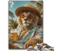 Jigsaw Puzzles for Adults 1000 Pieces Lion on Vacation Educational Stress Relief Toy Gifts for Friends And Family 50x75cm