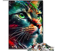 Jigsaw Puzzles for Adults 1000 Pieces Lively Colored Cat Face, Toys Educational Games Stress Relieving Unique Home Decor And Gifts (Size 26x38cm)