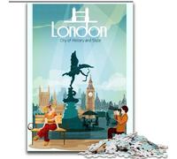 Jigsaw Puzzles for Adults 1000 Pieces London City Travel History, for 14+ Challenging Game As A Gift for The Whole Family And Friends 26x38cm