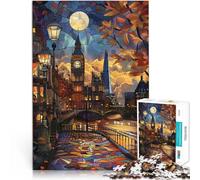 jigsaw puzzles for adults 1000 pieces London under the moonlight Made of wood for and from 14 years and over Play toys because it is ideal as a gift for the whole family。size：50x75cm