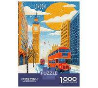 Jigsaw Puzzles for Adults 1000 Pieces London Winter Scene with Red Buses Jigsaw for Adults Relax Games Hand Speed Race Challenging Game Gifts 70x50cm/1000pcs
