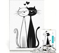 Jigsaw Puzzles for Adults 1000 Pieces Loving Cats Black And White Educational Games Precision Cutting Artists' Collection Fine Arts 38x26cm