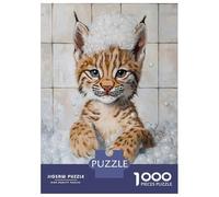 Jigsaw Puzzles for Adults 1000 Pieces Lynx Bath Time Jigsaws for Adults Relax Games Wall Decoration Educational Challenge 38x26cm/1000pcs