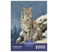 Jigsaw Puzzles for Adults 1000 Pieces Lynx in A Snowy Landscape Puzzles for Adults Family Games Difficult Hard Challenging To Complete 38x26cm/1000pcs