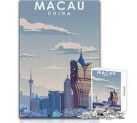 Jigsaw Puzzles for Adults 1000 Pieces Macau Travel Poster Educational Family Game Pattern Assembly Secret Santa Gifts Size 38x52cm