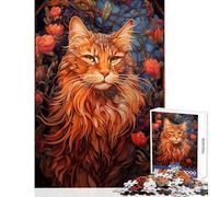 Jigsaw Puzzles for Adults 1000 Pieces Maine Coon Cat Art Nouveau Impossible Game Difficult Challenge Educational Toy Improving Love between Couples (50X75cm)