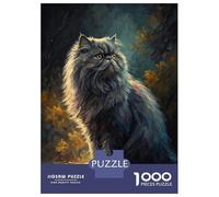 Jigsaw Puzzles for Adults 1000 Pieces Majestic Persian Cat in Autumn Forest Puzzles for Adults Family Game For Family Fun Birthday Present, Gifts, 38x26cm/1000pcs