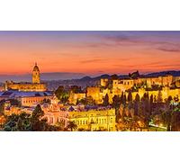 Jigsaw Puzzles For Adults 1000 Pieces Malaga Old Town At Dusk, Spain 75 * 50Cm