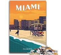Jigsaw Puzzles for Adults 1000 Pieces MIAMI Florida USA Travel Puzzles for Teenagers,Staycation Kill Time with Fully Interlocking Randomly Shaped Pieces (26x38cm)
