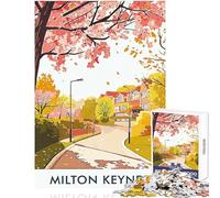Jigsaw Puzzles for Adults 1000 Pieces Milton Keynes Autumn Street Impossible Game Learning Educational Anti-Stress Toys Improving Love between Couples (38x26cm)