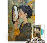 Jigsaw Puzzles for Adults 1000 Pieces Mirror Self Reflection Made of wood,for and 14 years and over Difficult and challenging Improving love between couples。size:50x75cm/14.96x20.47inch