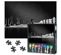 Jigsaw Puzzles for Adults 1000 Pieces Modern Black and White Chess Board Art Checkmate Strategy Game Wall Decor Intellectual Challenge Activity 27.5x19.7 Inch