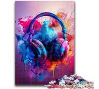 Jigsaw Puzzles for Adults 1000 Pieces Modern Colorful Splash Headphones 1000 Piece Puzzle,Vibrant And Unique Design Relaxing & Challenging Puzzle Experience (75x50cm)