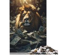 Jigsaw Puzzles for Adults 1000 Pieces Money Lion Rich Dollars Jigsaw Puzzle Adult Woodenboard Puzzles Brain Teaser Puzzles For Adults And Teenagers 1000pcs (75x50cm)