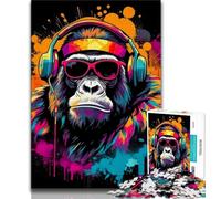 Jigsaw Puzzles for Adults 1000 Pieces Monkey Dj Music Teenager Jigsaw,Fun Present & Activity for Home,Toy for Rainy Days (size 38x26cm)