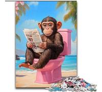 Jigsaw Puzzles for Adults 1000 Pieces Monkey on The Toilet, Educational Games Home Decoration Is Ideal As A Gift for The Whole Family (Size 26x38cm)