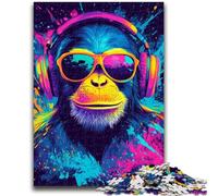 Jigsaw Puzzles for Adults 1000 Pieces Monkey Wearing Glasses Suitable for Ages 14 And Up Challenging Game Great Gift for Gaming 50X75CM
