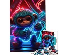 Jigsaw Puzzles for Adults 1000 Pieces Monkey with Guitar Fun Activities at Home Improve Memory Practical Game for And from 14 Years And over (38x26cm)