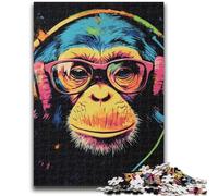 Jigsaw Puzzles for Adults 1000 Pieces Monkey with Headphones Help The Brain Exercise Addictive Toys to Cultivate Patience A Work of Art 50x75cm