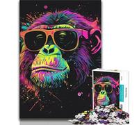 Jigsaw Puzzles for Adults 1000 Pieces Monkey with Headphones Sunglasses Teenager Jigsaw,Fun Present & Activity for Home,Toy for Rainy Days (size 38x26cm)