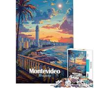 Jigsaw Puzzles for Adults 1000 Pieces Montevideo Uruguay Cityscape at Sunset Fun Games Addictive Toys to Cultivate Patience Great Gifts for Games Pattern Assembly (size 38x26cm)