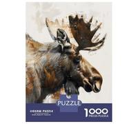 Jigsaw Puzzles for Adults 1000 Pieces Moose Painting Art Adult Jigsaw Hands-on Game Pattern Assembly Challenging To Complete 52x38cm/1000pcs