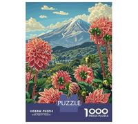 Jigsaw Puzzles for Adults 1000 Pieces Mount Fuji & Dahlias Jigsaw for Adults DIY Toys Analysis And Logic Fun at Home Activities, 52x38cm/1000pcs
