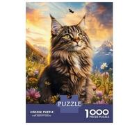 Jigsaw Puzzles for Adults 1000 Pieces Mountain Cat in Bloom -1 Puzzles for Adults Relaxing Games Birthday Present Challenging To Complete 52x38cm/1000pcs