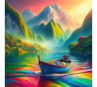 Jigsaw Puzzles for Adults 1000 Pieces,Mountain Sea Boat jigsaw Puzzle 26x26 inch Challenging puzzles,DIY Puzzles for Home Decoration,Family Puzzle Perfect for Game