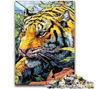 Jigsaw Puzzles for Adults 1000 Pieces Mysterious Tiger Educational Games DIY Toys for Is Ideal As A Gift for The Whole Family 38x26cm