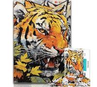 Jigsaw Puzzles for Adults 1000 Pieces Mysterious Tiger Teenager Jigsaw,Interesting Stress Reduction Parent-child Interaction 26x38cm