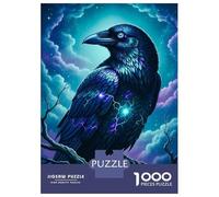Jigsaw Puzzles for Adults 1000 Pieces Mystical Raven in Starry Night Jigsaw for Adults Relax Games Hand Speed Race Challenging Game Gifts 52x38cm/1000pcs
