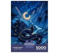 Jigsaw Puzzles for Adults 1000 Pieces Mythical Fox Under A Crescent Moon Jigsaw for Adults Relax Games Hand Speed Race Challenging Game Gifts 38x26cm/1000pcs