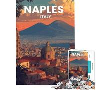 Jigsaw Puzzles for Adults 1000 Pieces Naples, Italy Cityscape with Mount Vesuvius Puzzles for Adults Brain Teaser Game Wall Decoration Gifts for Friends And Family (Size 38x26cm)