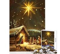 Jigsaw Puzzles for Adults 1000 Pieces Nativity Scene with Star Educational Toy Gift For Birthdays Relax Games Every Piece Is Unique - Size 38x26cm