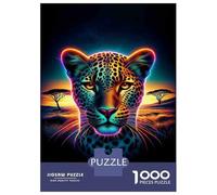 Jigsaw Puzzles for Adults 1000 Pieces Neon Leopard Wall Art Print Adult Jigsaw Puzzle Relax Games Difficult Hard Great Gift for Gaming 38x26cm/1000pcs