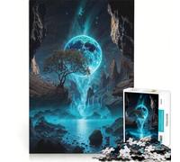 Jigsaw Puzzles for Adults 1000 Pieces Neon Moon Waterfall Oasis Educational Games Precision Cutting Artists' Collection Fine Arts 38x26cm