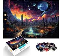 Jigsaw Puzzles for Adults 1000 Pieces neon technology city Challenging Game Toys 26x38cm Enhance love between couples for 14 year olds