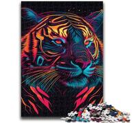 Jigsaw Puzzles for Adults 1000 Pieces Neon Tiger Educational Games DIY Toys for Is Ideal As A Gift for The Whole Family 50x75cm