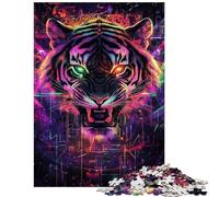 Jigsaw Puzzles for Adults 1000 Pieces Neon Tiger Fury Relaxing Games But Fun And Humorous Educational Toy Improving Love between Couples Size 38x26cm