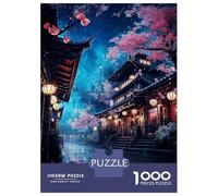 Jigsaw Puzzles for Adults 1000 Pieces Neon Tokyo Sakura Nights Puzzles for Adults Relaxing Games Presents for Women Challenging Game Gifts 52x38cm/1000pcs