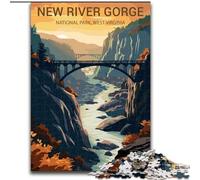 Jigsaw Puzzles for Adults 1000 Pieces New River Gorge National Park, Suitable for People Aged 14 And Above Challenging To Complete But Fun And Humorous Great Gift 26x38cm