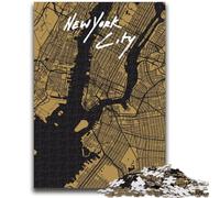 Jigsaw Puzzles for Adults 1000 Pieces New York City Golden Map Educational Games DIY Toys for Is Ideal As A Gift for The Whole Family (size 38x26cm)