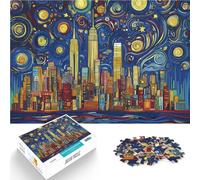 jigsaw puzzles for adults 1000 pieces New York City Starry Night Made of cardboard for and from 14 years and over Educational games Secret Santa Gifts。size:38x52cm/14.96x20.47inch