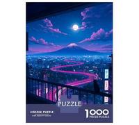 Jigsaw Puzzles for Adults 1000 Pieces Night Cityscape with Mount Fuji Jigsaw Puzzle Relaxing Games Difficult Hard Challenging To Complete 52x38cm/1000pcs