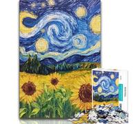 Jigsaw Puzzles for Adults 1000 Pieces Night Sky Sunflower Jigsaw,learning Educational for Is Ideal As A Gift for The Whole Family (size 75x50cm)